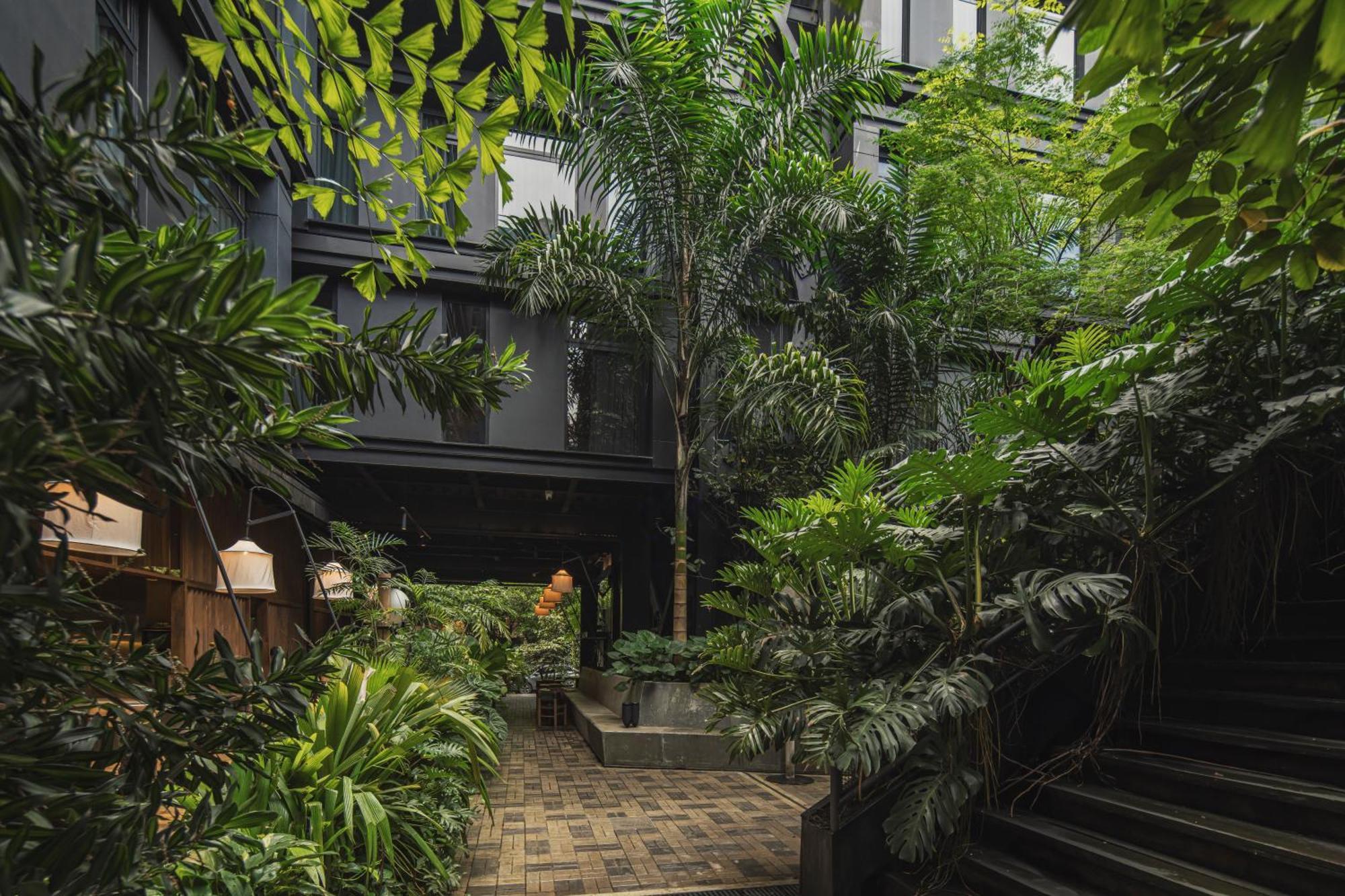 The Click Clack Hotel Medellin Bagian luar foto The interior courtyard of the hotel